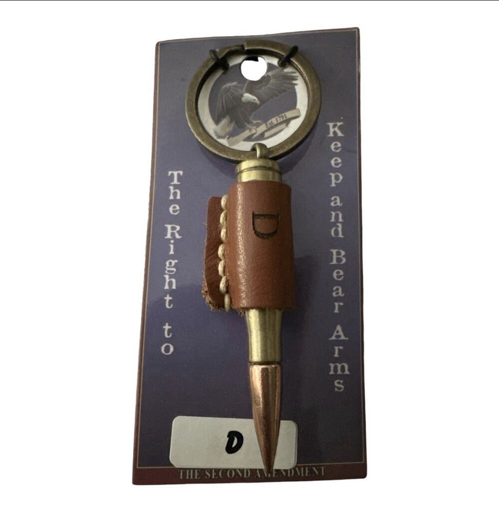 2nd Amendment Faux Rifle Bullet Keychain Name - D - Montana Artistic Impressions